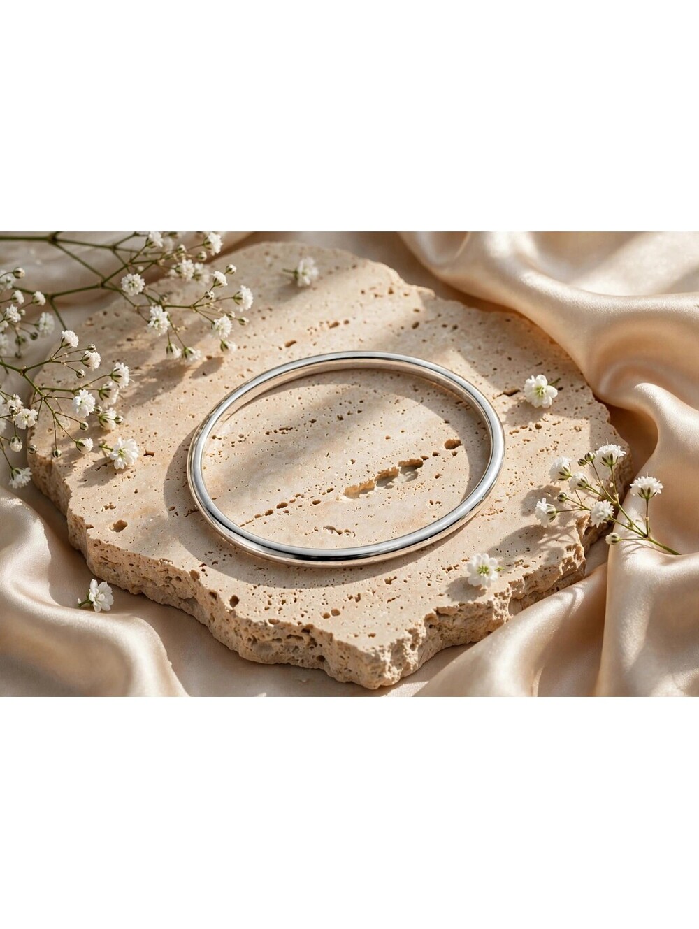Silver Bangle Bracelet 2.5 Inch Inner Diameter Minimalist